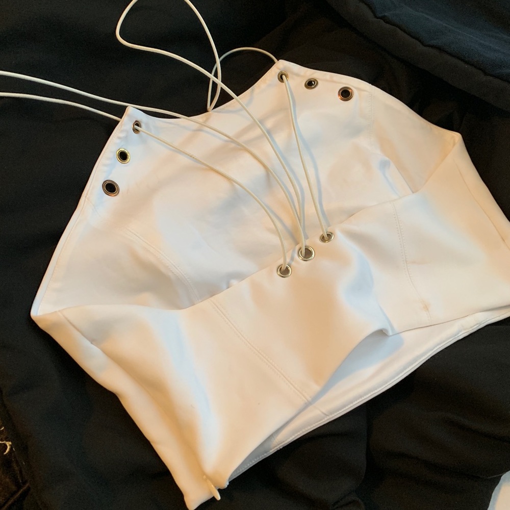 Bebe White crop top—- SOLD—-